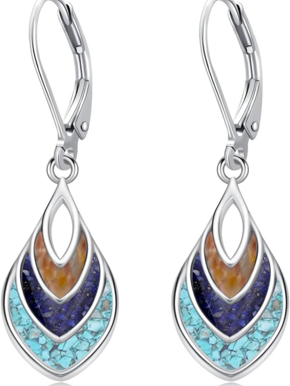 Unique Teardrop Dangle Earrings - 925 Silver, Turquoise & Gemstone Jewelry Gifts